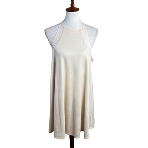 Lila Clothing Vintage A Line High‎ Neck Dress Pale Gold Shimmer Large
